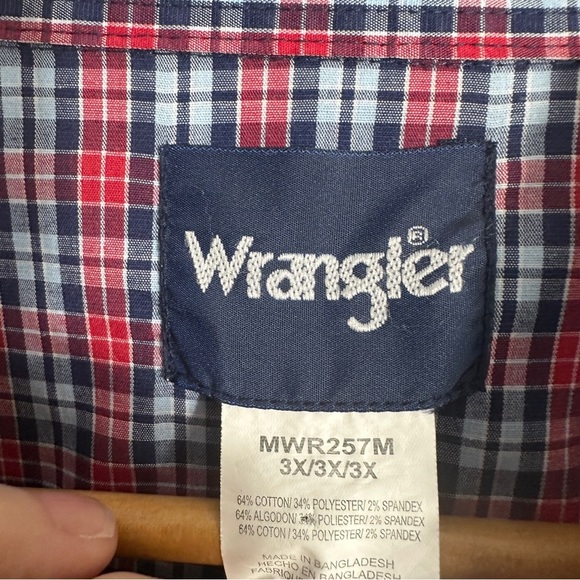 Wrangler 3X men's plaid button down, pearl snaps, cotton blend, western, fall - Picture 3 of 10